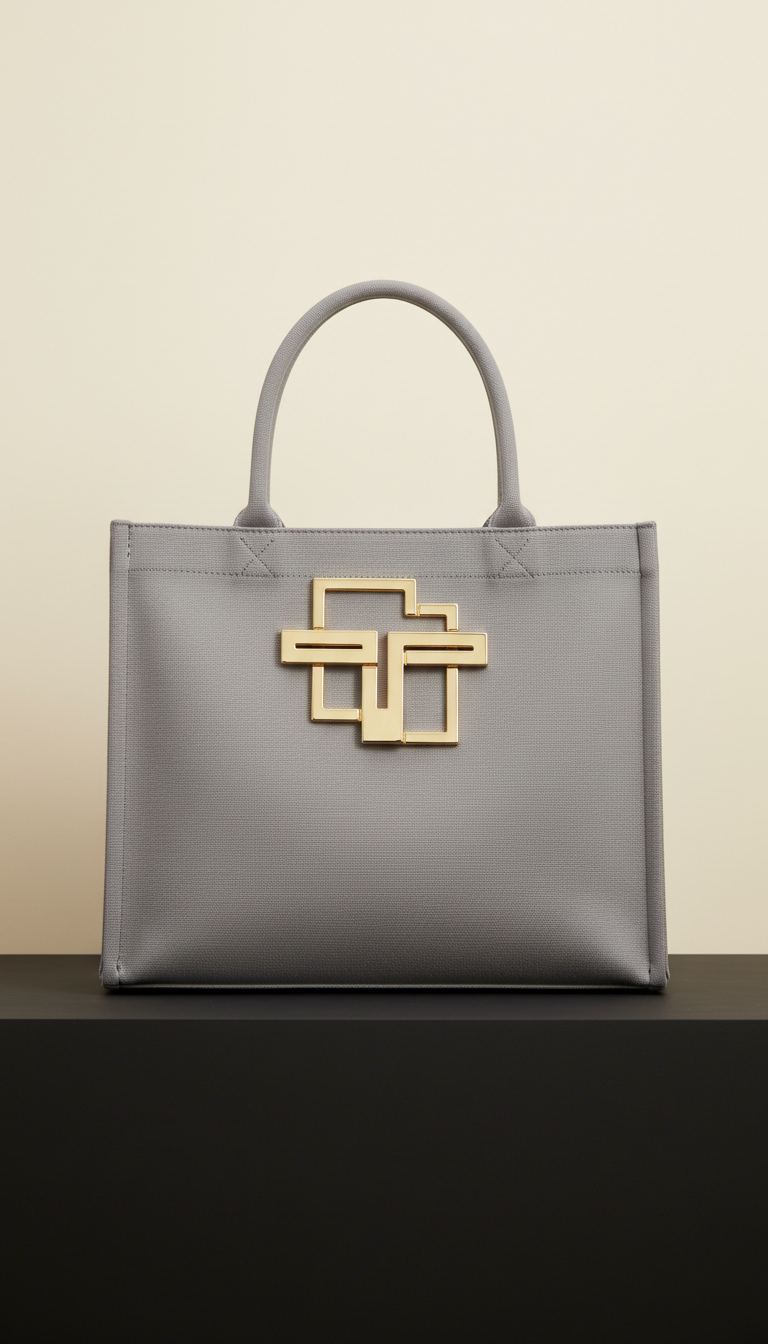 Tote Bag with Metallic Logo Accent
